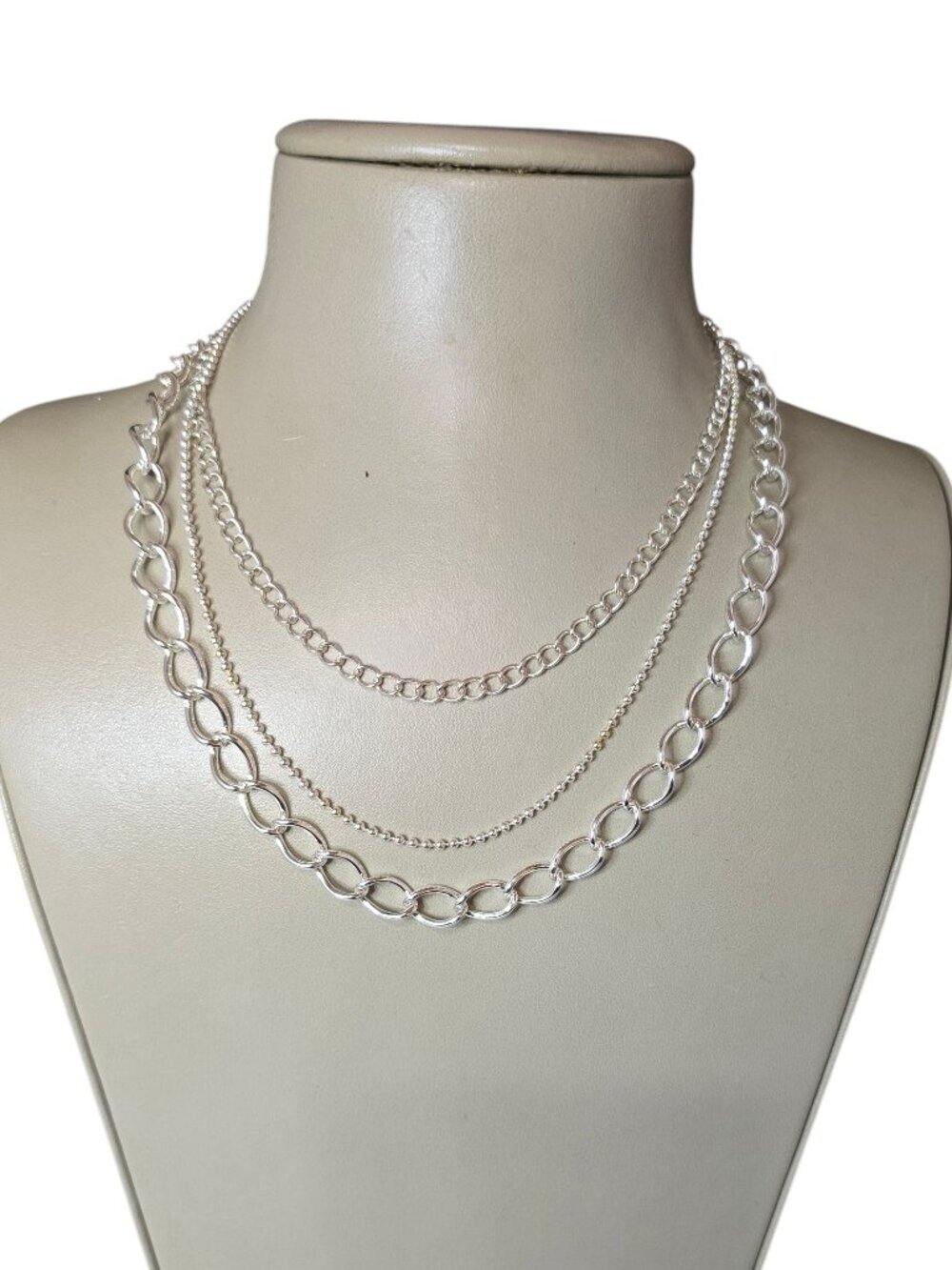 Stephan & Co Women's Trendy Silver Plated Multi Layer Chain Necklace NWT